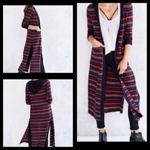 Ecote Striped Long Hooded Cardigan Sweater Size XS